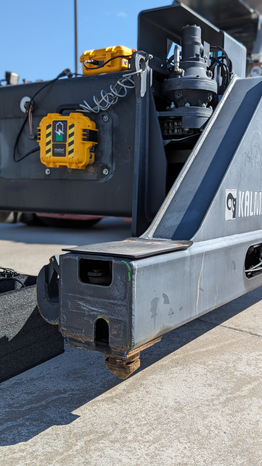 HoistCam camera on spreader bar providing crane operator live video of load zone below